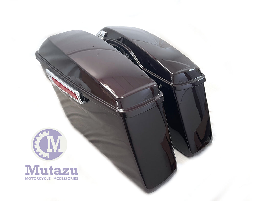 Mutazu Black Cherry Complete Hard Saddlebags for 2014 & Up Harley
