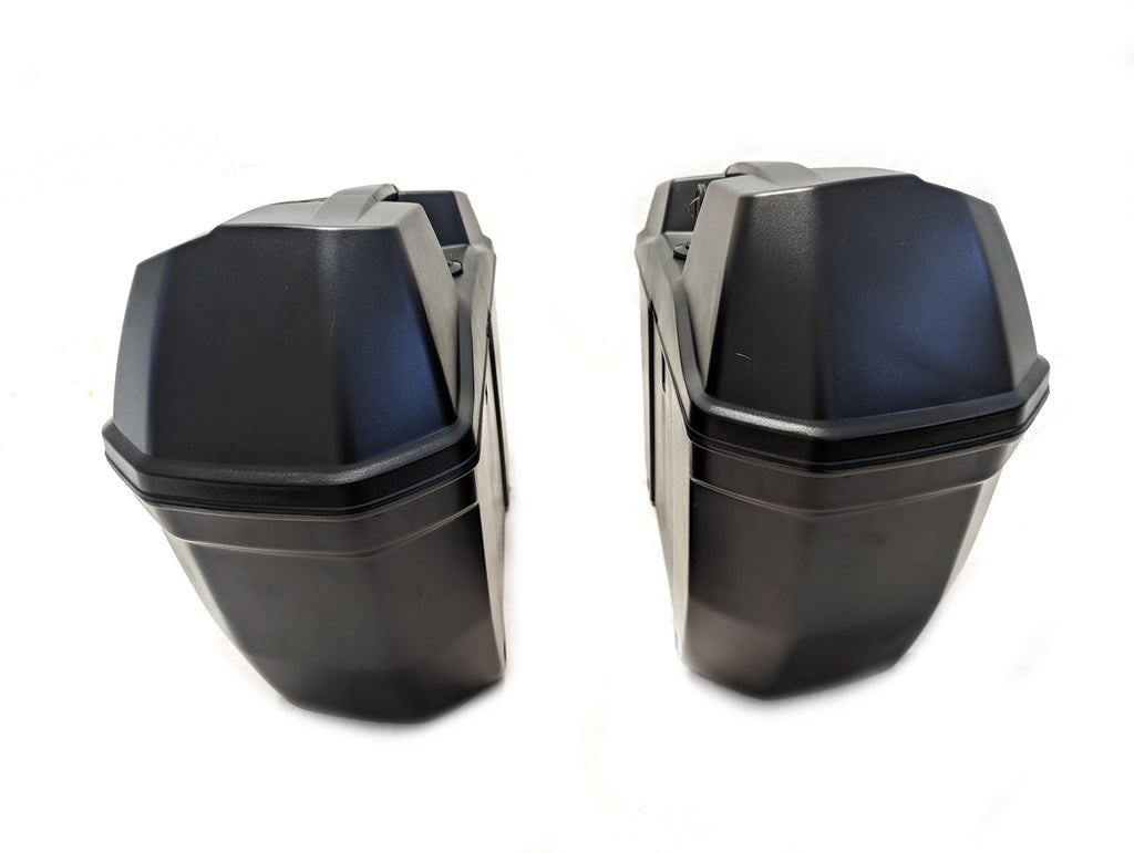 Motorcycle Hard Luggage Boxes With Lights Pair Of Hard ABS Saddlebags With Lights For Honda Shadow - Gloss Black, 17"x11.5"x5.5" Honda Shadow 750 Saddle Bags - Foto 4