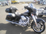 Vivid Black Harley HD Tour pak with Air Wing LED top Rail,liner,light bar