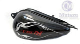Mutazu Black with Flame Large Gas Tank w petcock & lock set for Honda Rebel 250