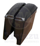 Mutazu Vivid Black Stretched Extended Saddlebags for 2015 2016 Harley FLH FLT