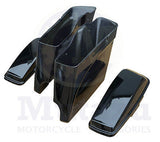 Mutazu Vivid Black Stretched Extended Saddlebags for 2015 2016 Harley FLH FLT
