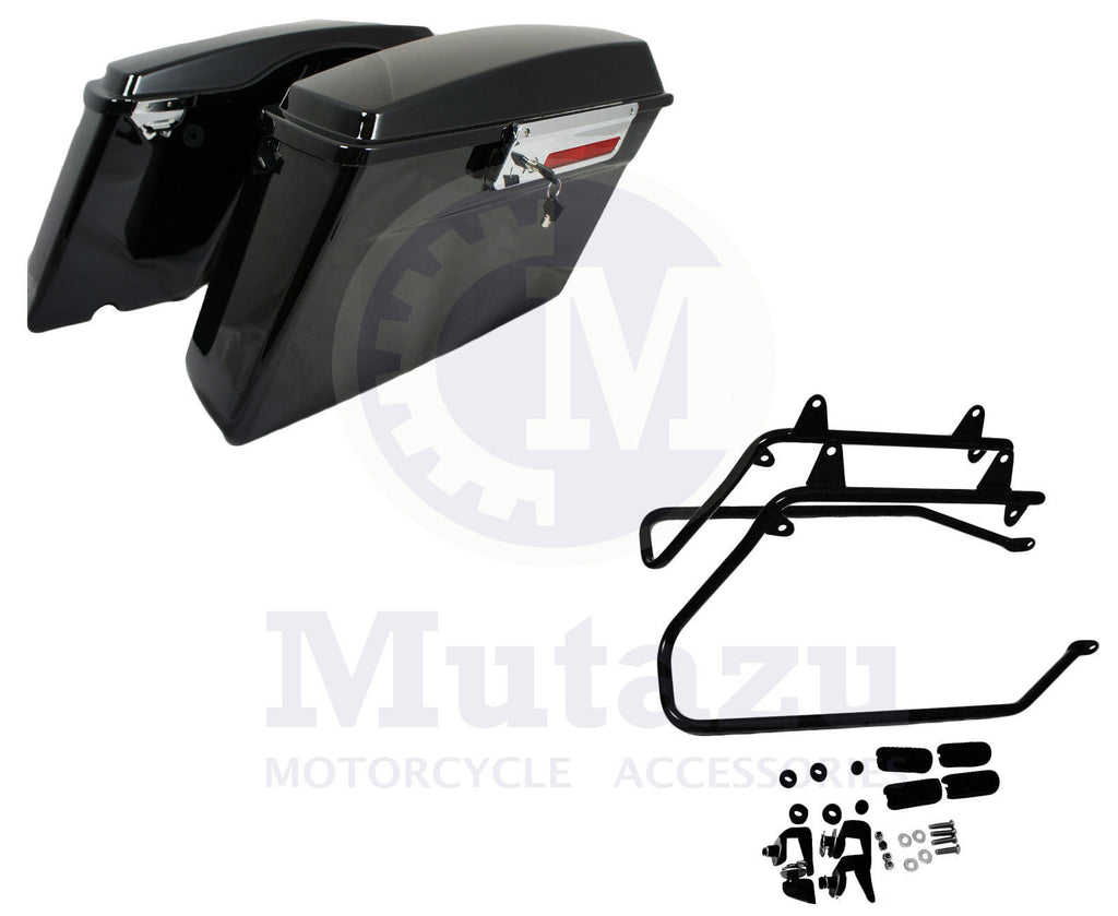 TCMT Hard Saddlebags With Conversion Brackets & Latch Keys – Fit Harley Fatboy, Softail Heritage 1984-2017
