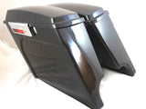 Complete VIVID Black 4" Extended Hard Saddlebags for Harley Touring