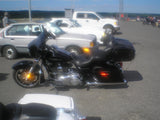 Vivid Black Harley HD Tour pak with Air Wing LED top Rail,liner,light bar
