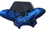 Mutazu 34" Universal Blue Cruiser Front Batwing Fairing with Tinted Windshield