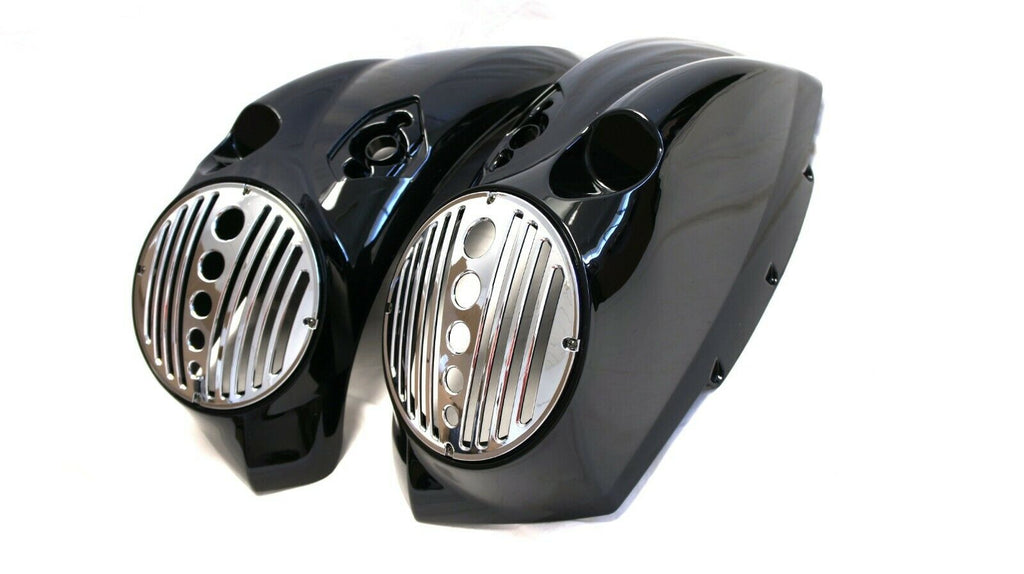 Mutazu Victory Cross Country Saddle Bag 8" Bagger Speaker Lid w/ Chrom