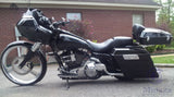 Mutazu Custom Fire Vivid Black Stretch Extended Side Covers For 89-13 Harley Touring Models