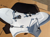 Mutazu 38" White Universal Motorcycle Cruiser Batwing Fairing with Premium Hardware