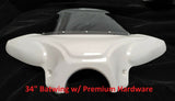 34" White Universal motorcycle Cruiser fairing batwing w /windshield w/ Hardware