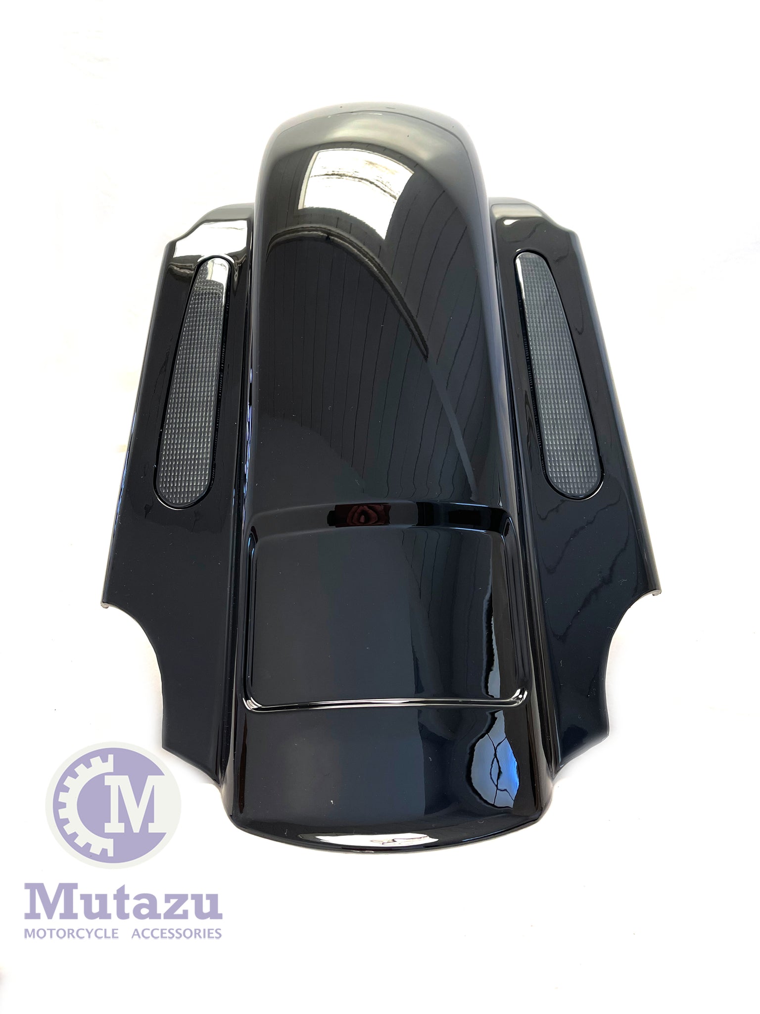 4" Stretched Extended LED Rear Fender For 1993-2008 Harley Touring & CVO Models - No Block, Black Plastic
