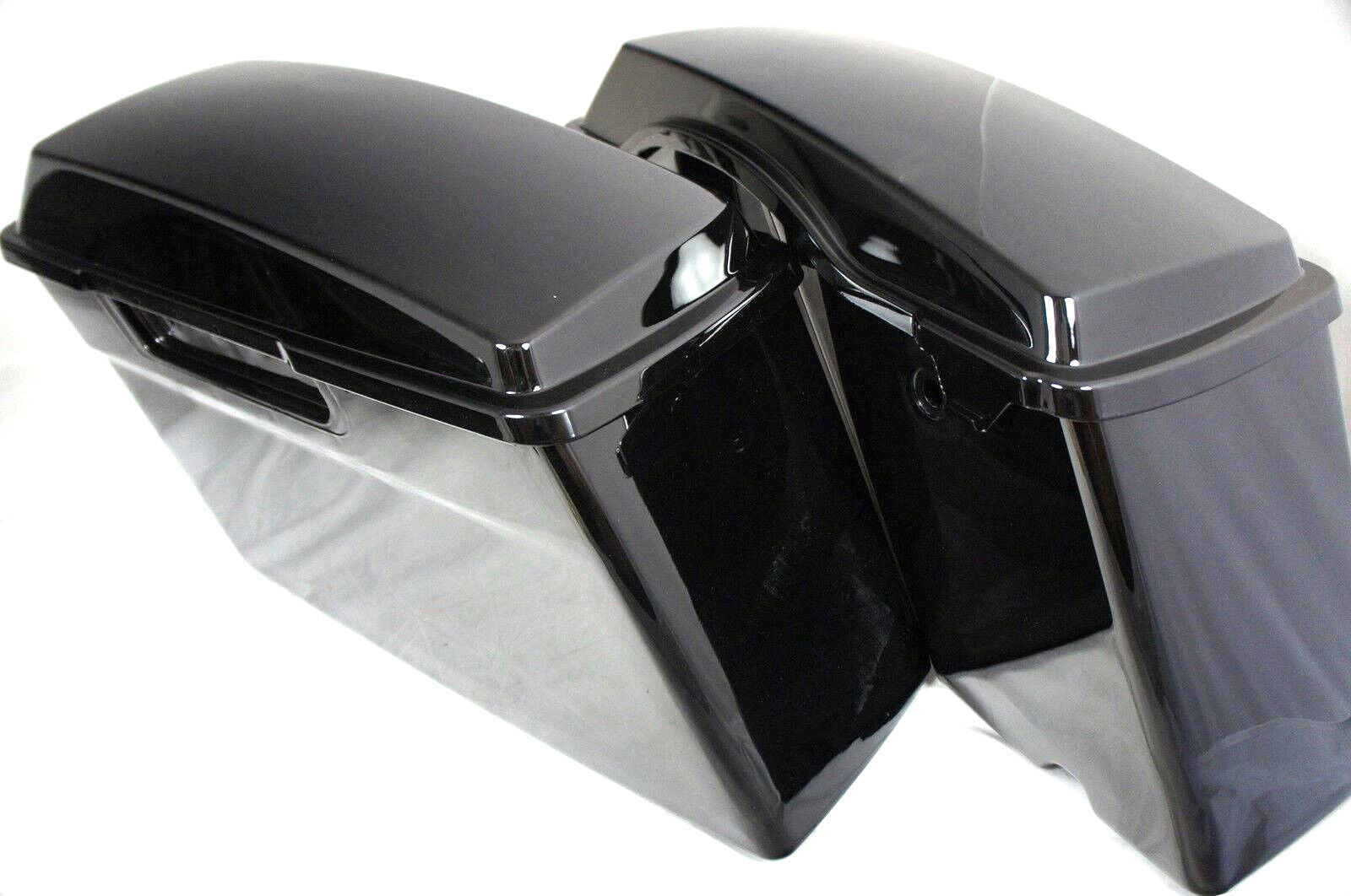 Mutazu Black Pearl Hard Saddlebags For Harley Touring FLH/FLT (94-13) - Set Of 4 Stretched Saddlebags