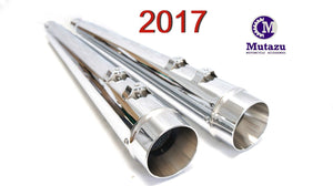 Ver. 2.0 Mutazu MF-06N-CC 4" Megaphone Slip-On Mufflers for Harley Touring 2017 & Up