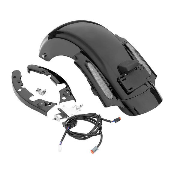 Black Rear CVO Style Fender System W/ light For Harley Touring Electra Glide 2009-2013