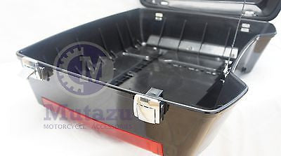 Vivid Black Chopped Tour Pak Trunk with Chopped Backrest for HD