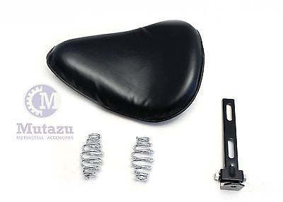 Mutazu Plain Black Vinyl Harley Sportster Bobber Chopper Rigid Custom Solo Seat