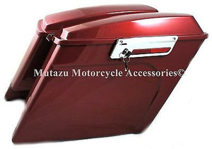 Mutazu 4" Fire Red Extended Saddlebags for Harley Touring Models Road King Glide