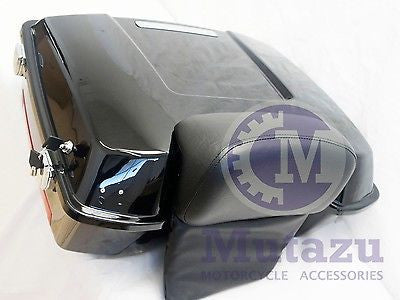 Vivid Black Chopped Tour Pak Trunk with Chopped Backrest for HD