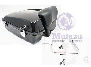 Black Razor Tour Pak Trunk & Two Up Detachable Rack fits Harley Touring FLH FLT