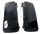 A Pair of Glossy Vivid Black Hard Saddle bag Lids for Harley HD Touring FLH FLT