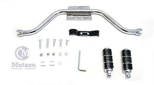 Chrome mustache highway bar cats paw foot pegs kit fit Harley softail FLST FXST