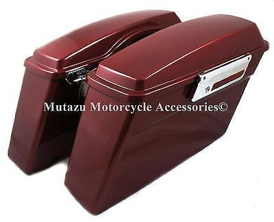 Mutazu Complete Fire Red Stock Hard Saddlebags for Harley Touring FLHR FLTR FLHX