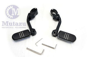 Mutazu Black 1.25" Streamliner Engine Guard Foot Peg fits Suzuki Yamaha Honda Harley