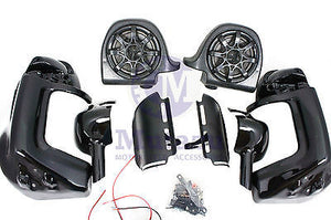 Mutazu 6.5" Speaker Pod Lower Vented Fairing Kit Vivid Black for Harley Touring