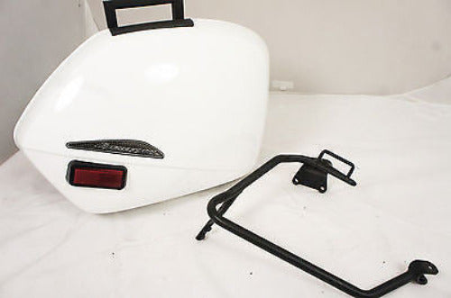 Mutazu White Hard Pannier Saddlebag For 02-09 Honda VFR800 VRF 800 Interceptor