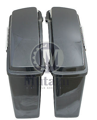 Mutazu Black Pearl Complete Hard Saddlebags for Harley Touring Models FLH FLT