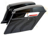 Complete VIVID Black 4" Extended Hard Saddlebags for Harley Touring