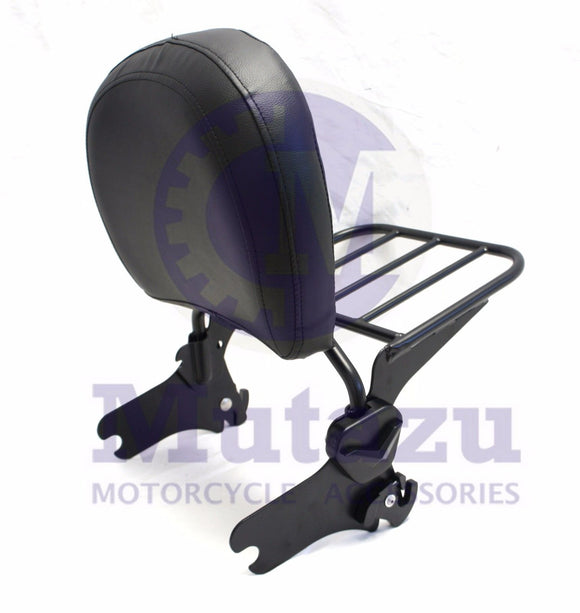 Matte Black Detachable Backrest Sissy Bar w/ rack fit 94-08 Harley® HD Touring