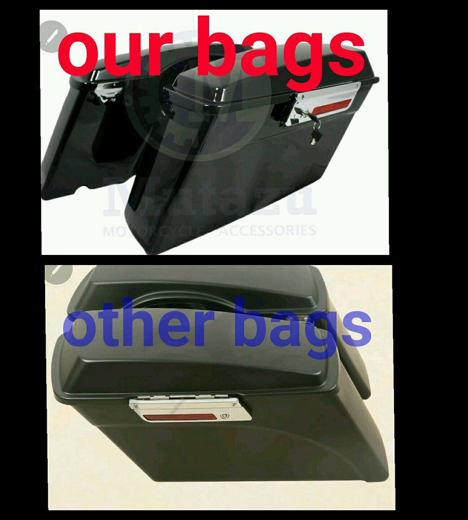 TCMT Black Hard Saddlebags With Latch Keys & Conversion Brackets For Harley Fatboy Softail 1984-2017