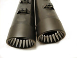 MUTAZU Fluted Cut Black Megaphone Slip-On Mufflers Exhaust 95-16 Harley Touring