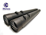 MUTAZU Fluted Cut Black Megaphone Slip-On Mufflers Exhaust 95-16 Harley Touring