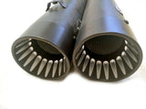 MUTAZU Fluted Cut Black Megaphone Slip-On Mufflers Exhaust 95-16 Harley Touring