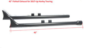 Black 42" Fishtail None Baffle Exhaust Slip On Mufflers 2017-UP for Harley Touring