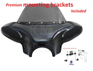 34" Universal Motorcycle Batwing Fairing w/ Windshield w/ Premium mounting brackets