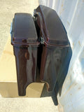 Black Cherry 4" Stretched Extended Saddlebags w/ Dual 6x9 Speaker Lids for HD