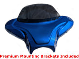 Mutazu 38" Blue Universal Motorcycle Cruiser Batwing Fairing w/Premium Hardware
