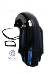 Mutazu Dual Cut Out CVO 4" Extended Rear Fender with LED & Wire Harness for 93-08 Harley Touring
