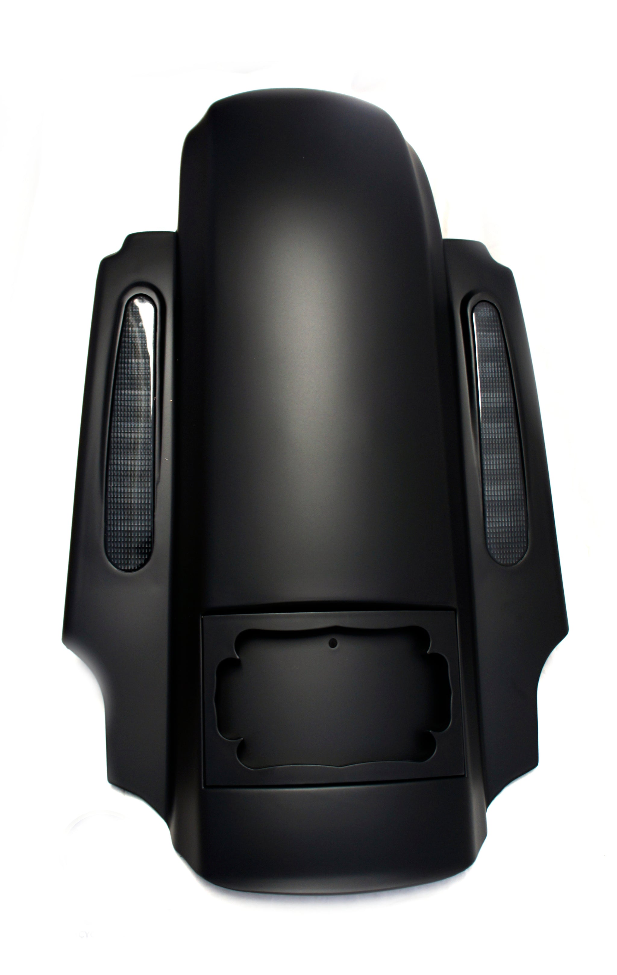 CVO Matte Black Dual Cut Out Extended Rear Fender w LED for Harley