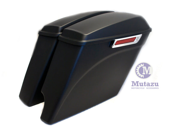 Matte Black 2 in 1 Cut Extended Stretched Saddlebags for 2014-up Harley Touring