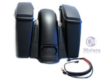 Mutazu Matte Black CVO No Cutout Extended Rear Fender,Saddlebags Package 2014-up