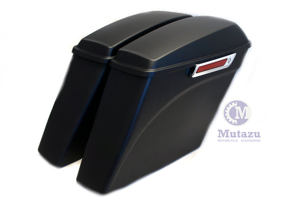 Matte Black No cut Out Extended Stretched Saddlebags for 14-up Harley Touring