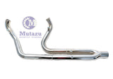 Mutazu Chrome Cannon 4" 2 into 1 Muffler Exhaust Set for 95-2016 Harley Touring