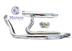 Mutazu Chrome Cannon 4" 2 into 1 Muffler Exhaust Set for 95-2016 Harley Touring