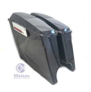 Black Pearl Extended Stretched Saddlebags with 6x9 speaker lids for HD Touring