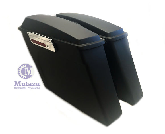 No Cut Out Matte Black Extended Stretched Saddlebags for 94-2013 Harley Tourings