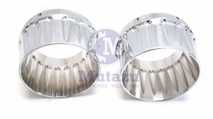4" Double Fluted Billet End Tips Caps for Harley DNA Slip On Exhausts Mufflers